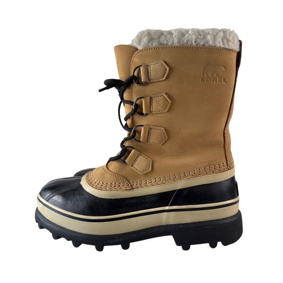Sorel Caribou Winter Snow Boots Womens 8.5 Waterproof Leather Insulated Tan Buff - Picture 5 of 11